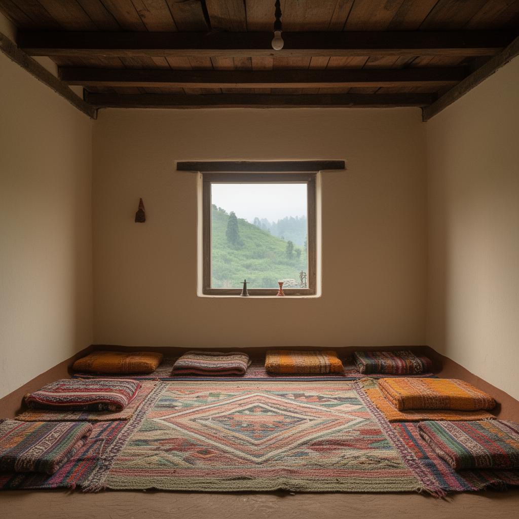 A simple village home prepared for guests
