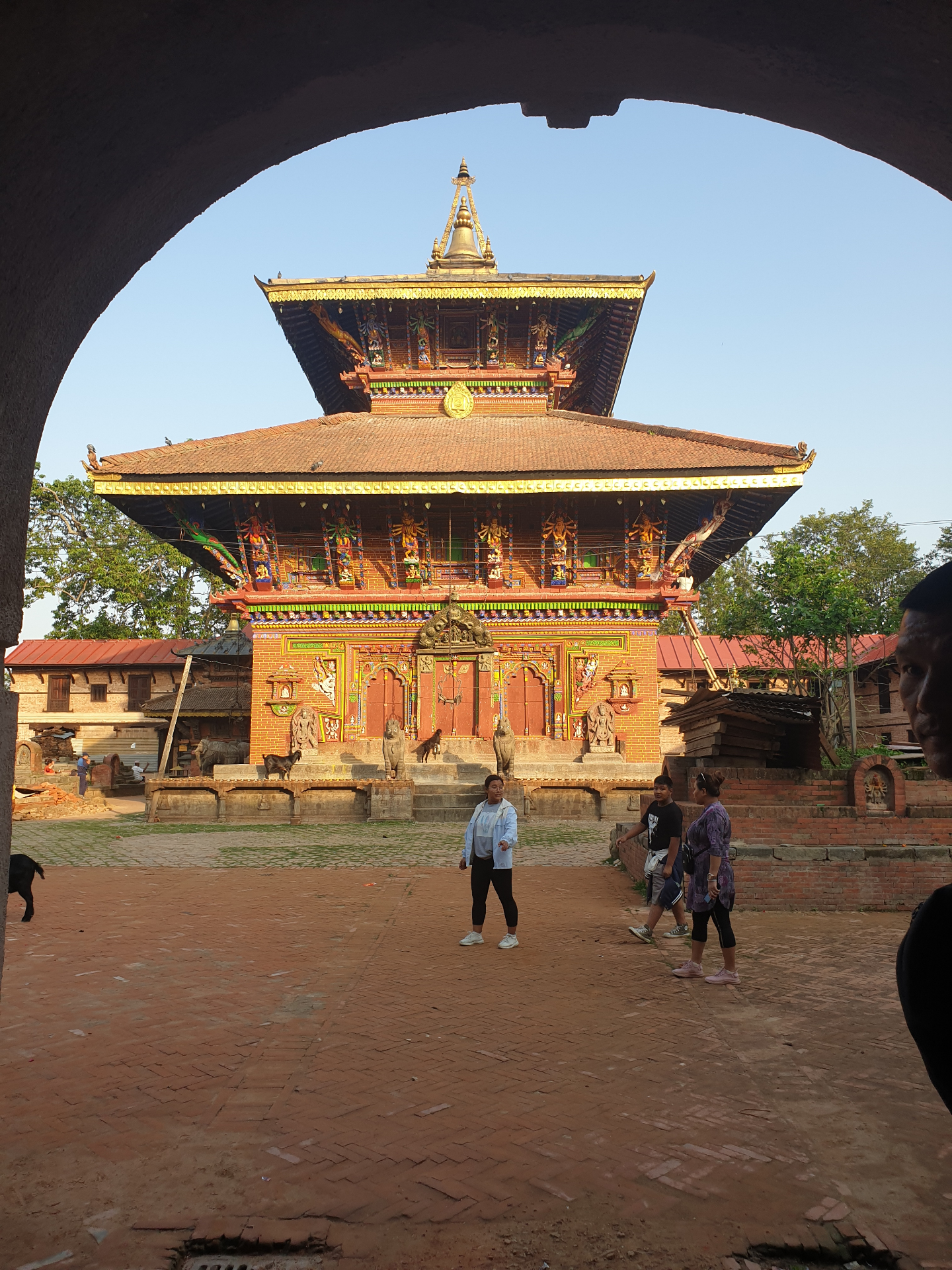 Changunarayan temple framed by an old archway